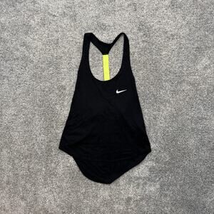 Nike Dri-FIT Tank Top Womens Small Black Yellow Racerback Athletic Gym Shirt